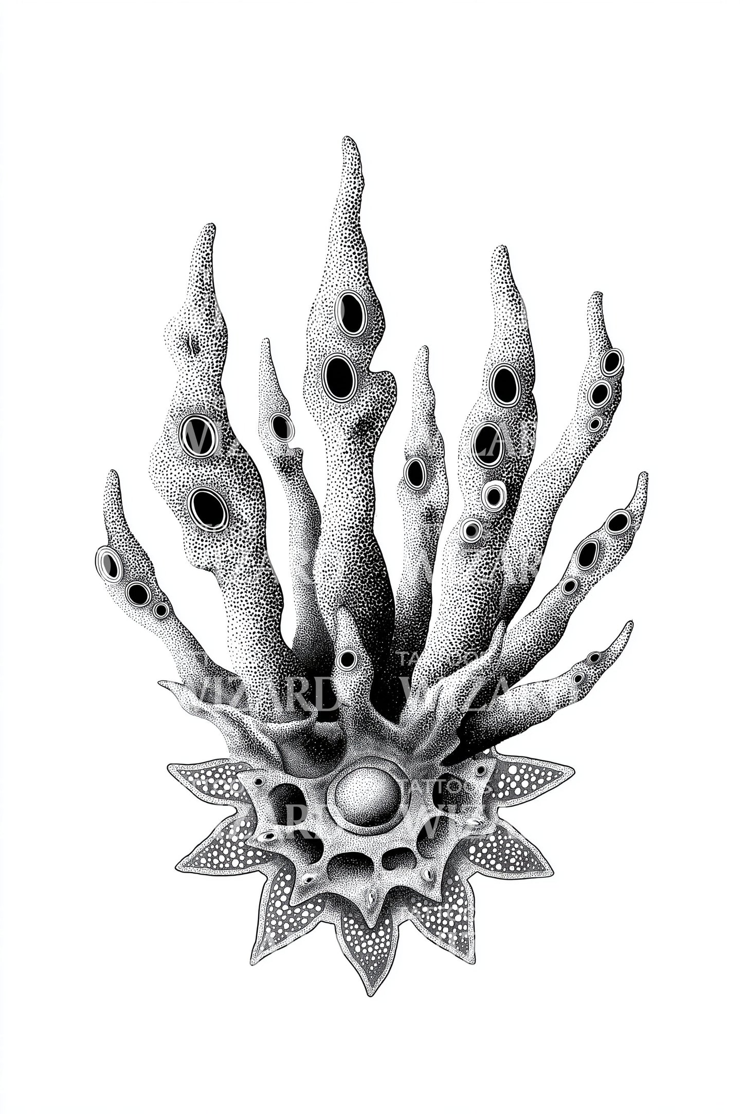 Stippled Sea Sponge Tattoo Design