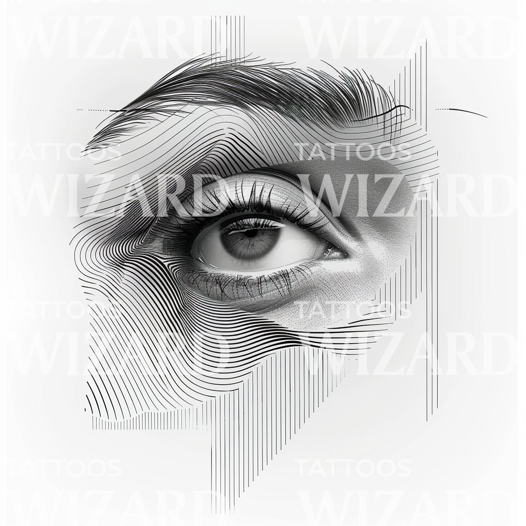 Stripes Eye Minimalist Tattoo Design