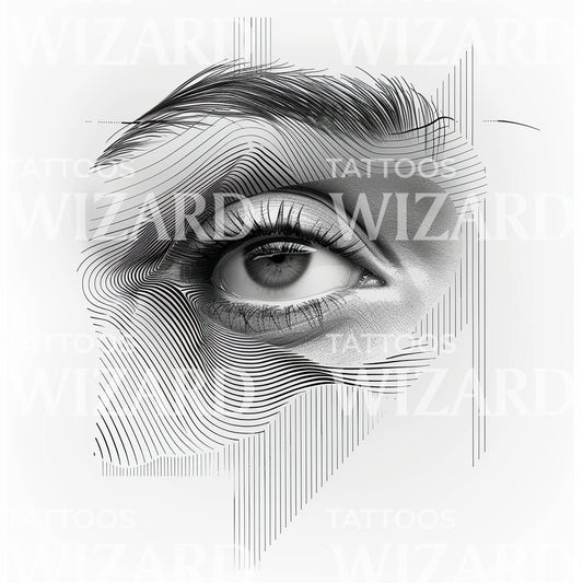 Stripes Eye Minimalist Tattoo Design