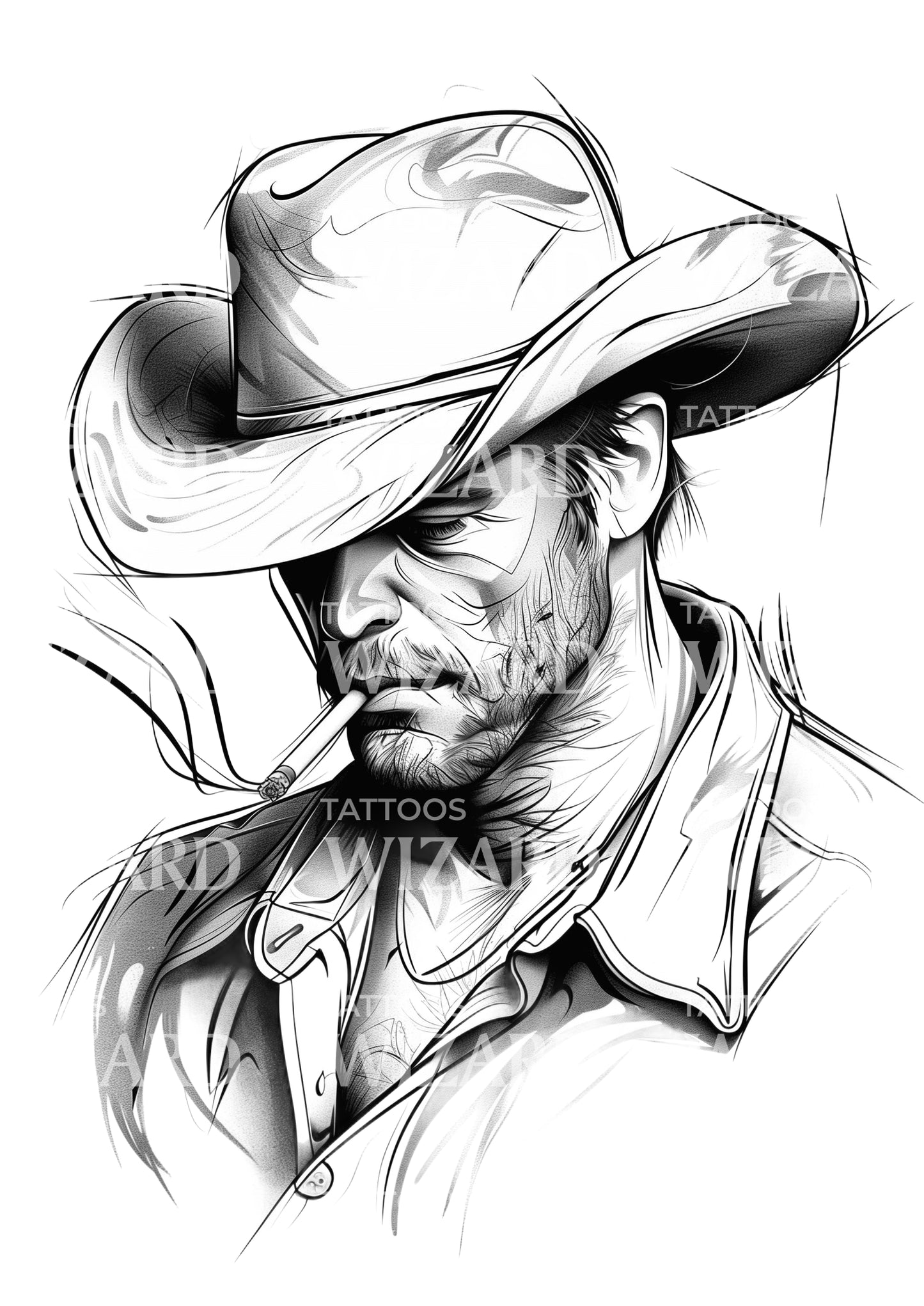 Strong Cowboy Americana Style Tattoo Design