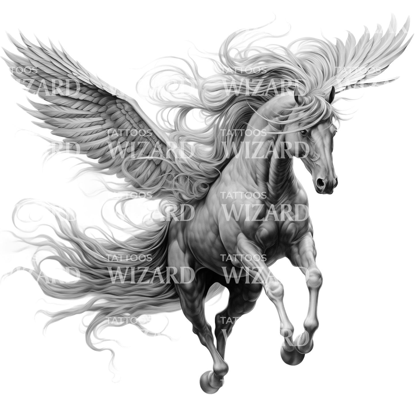 Strong Pegasus Flying Tattoo Idea