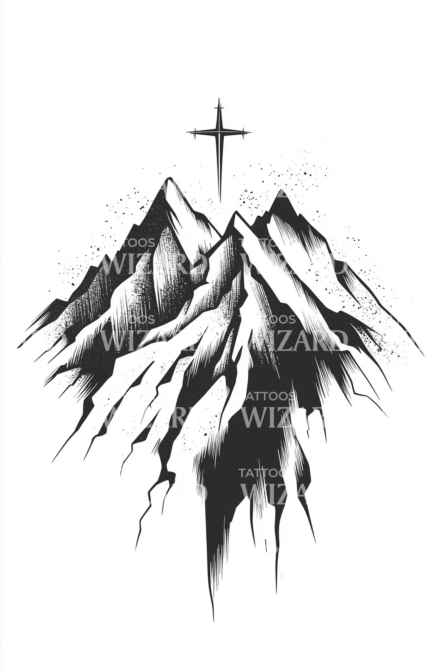 Desenho de Tatuagem Cruz do Cume da Montanha