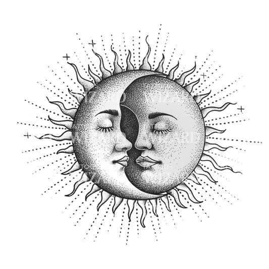 Sun and Moon Couple Tattoo Idea