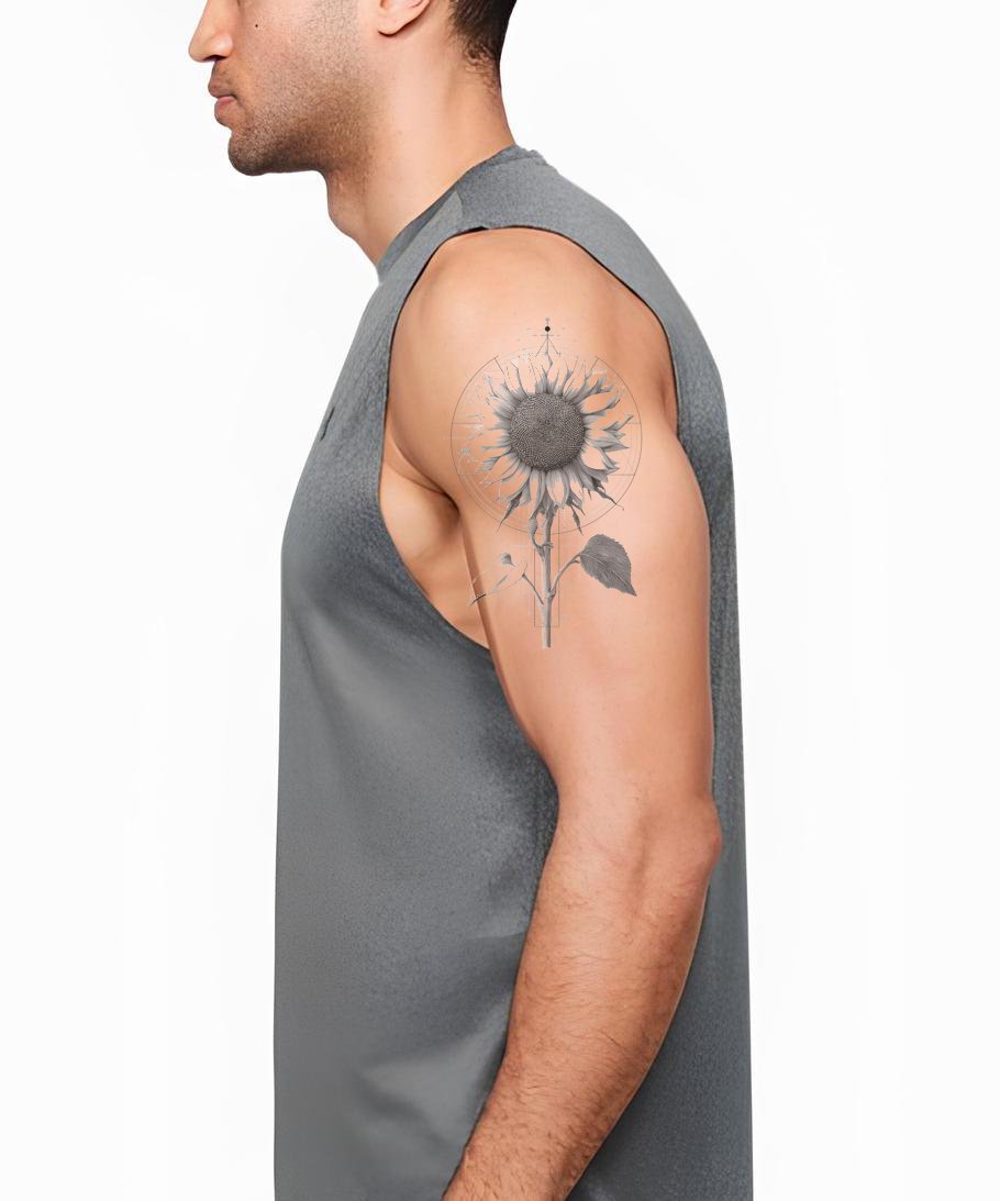 Sunflower Blueprint Tattoo Design