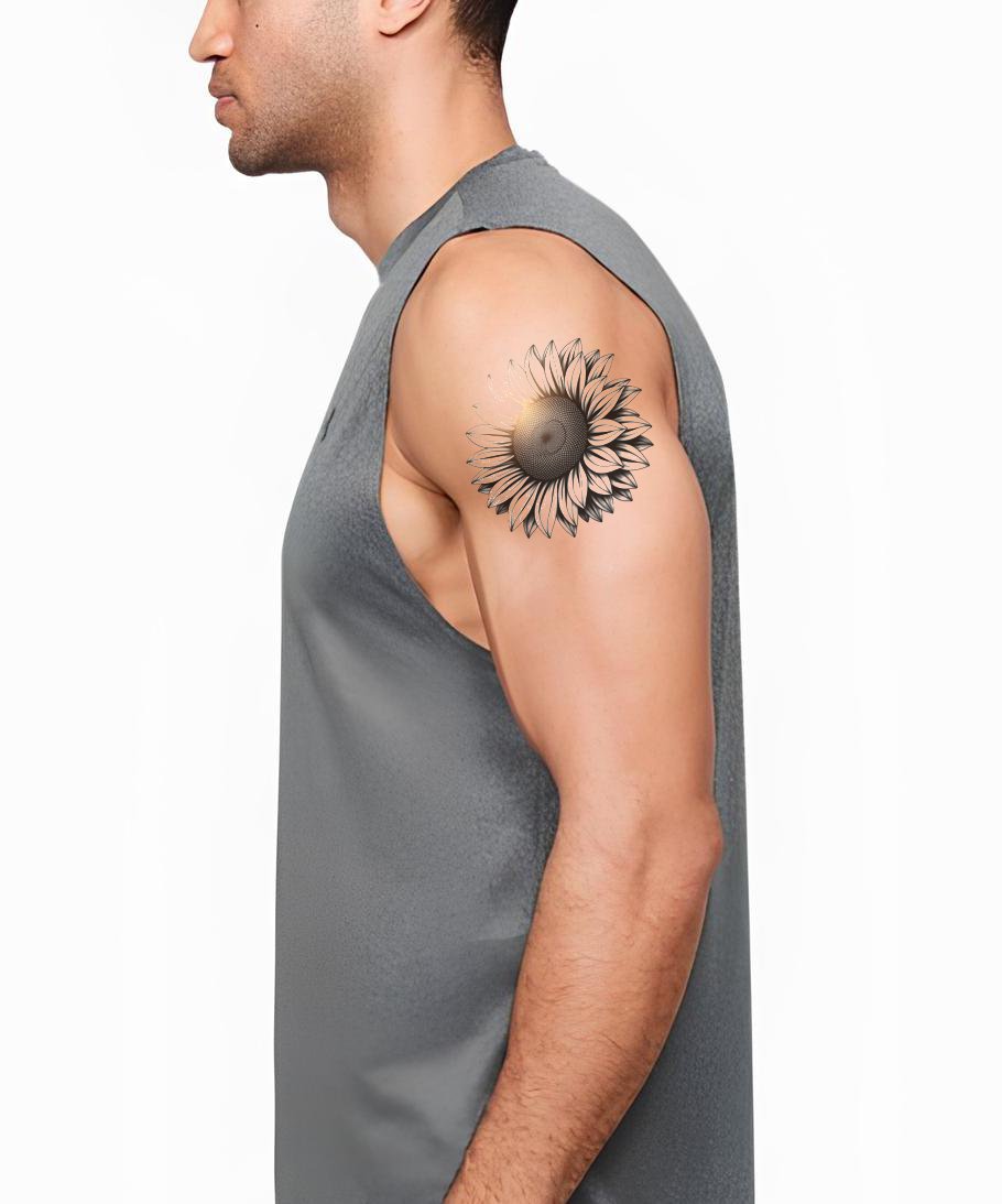 Sunflower Dotwork Tattoo Design