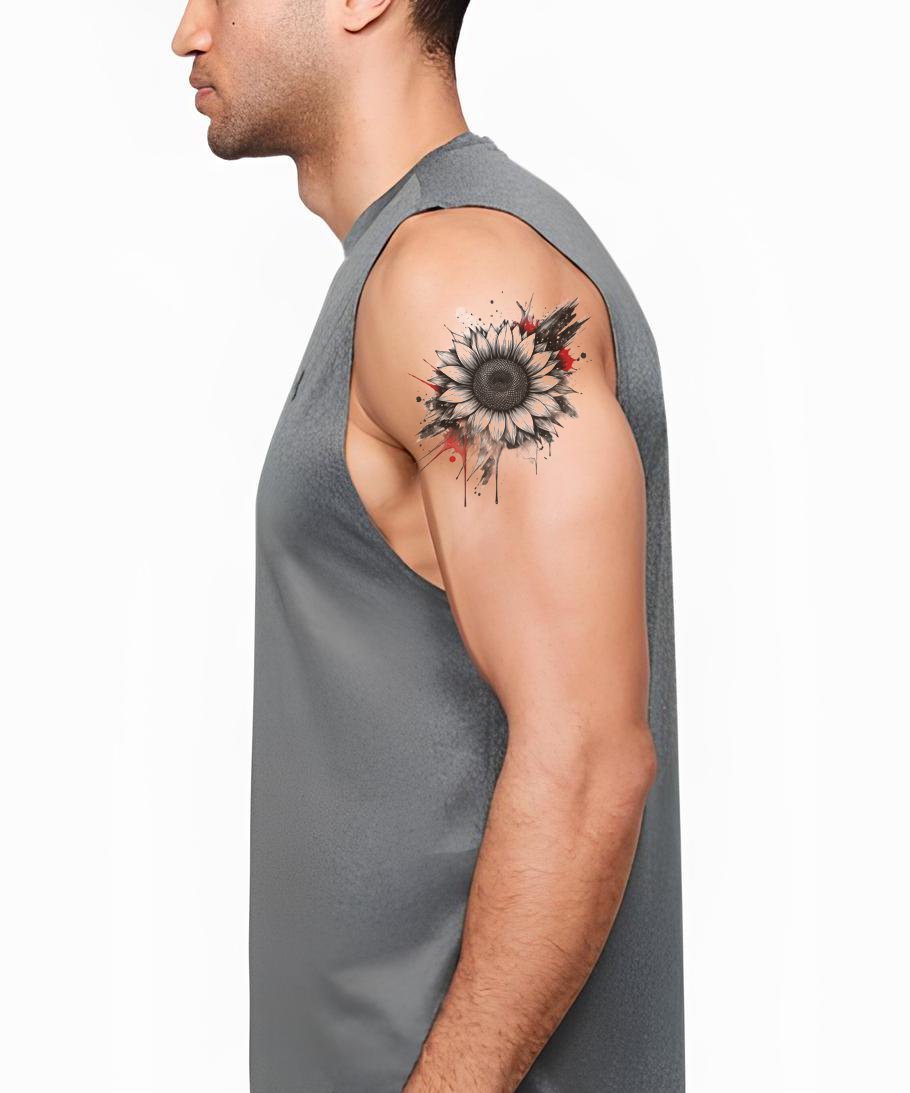 Grunge Sunflower Tattoo Design