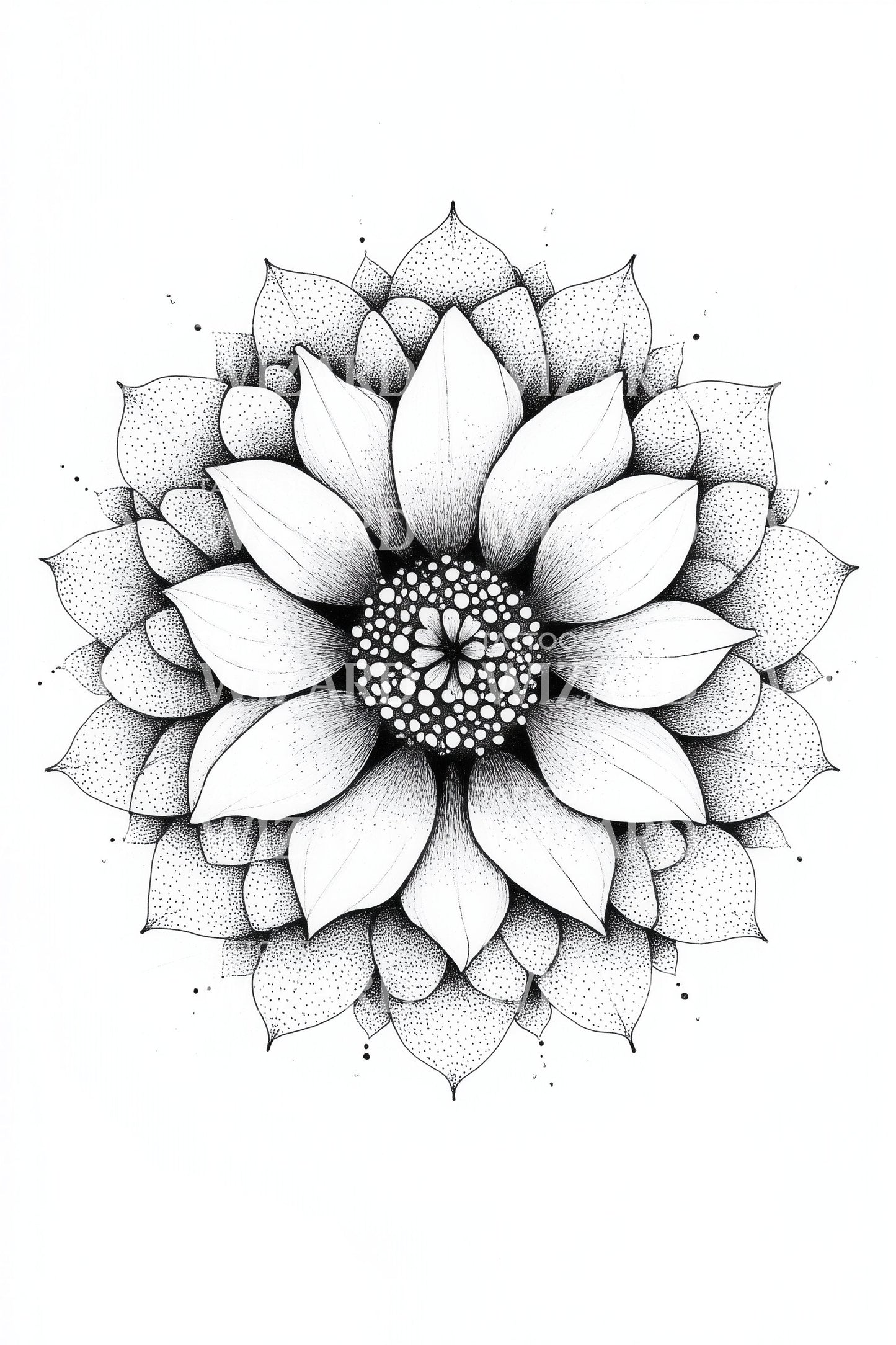 Sunflower Petal Mandala Tattoo Design