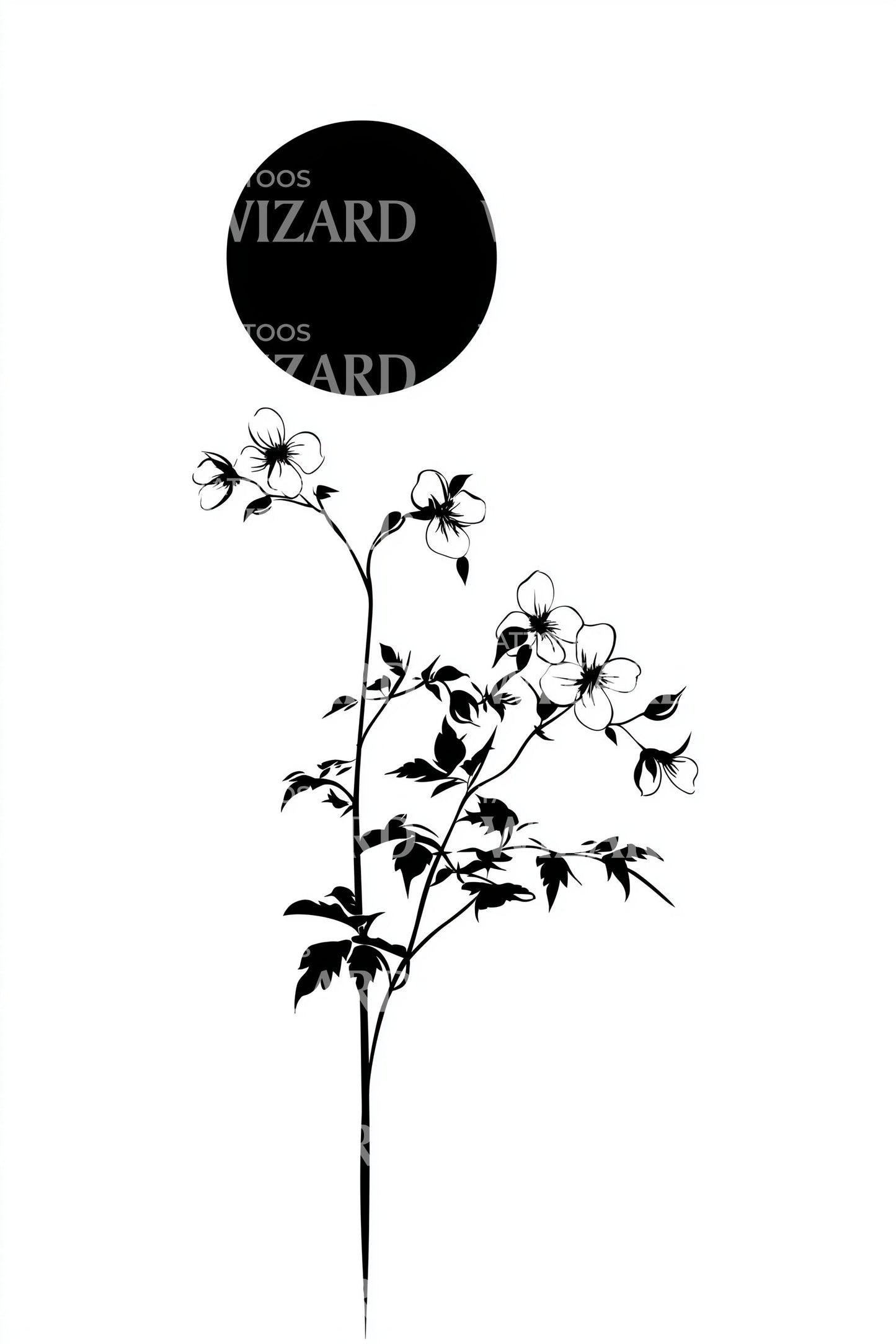 Sunlit Blossom Spray Tattoo Design