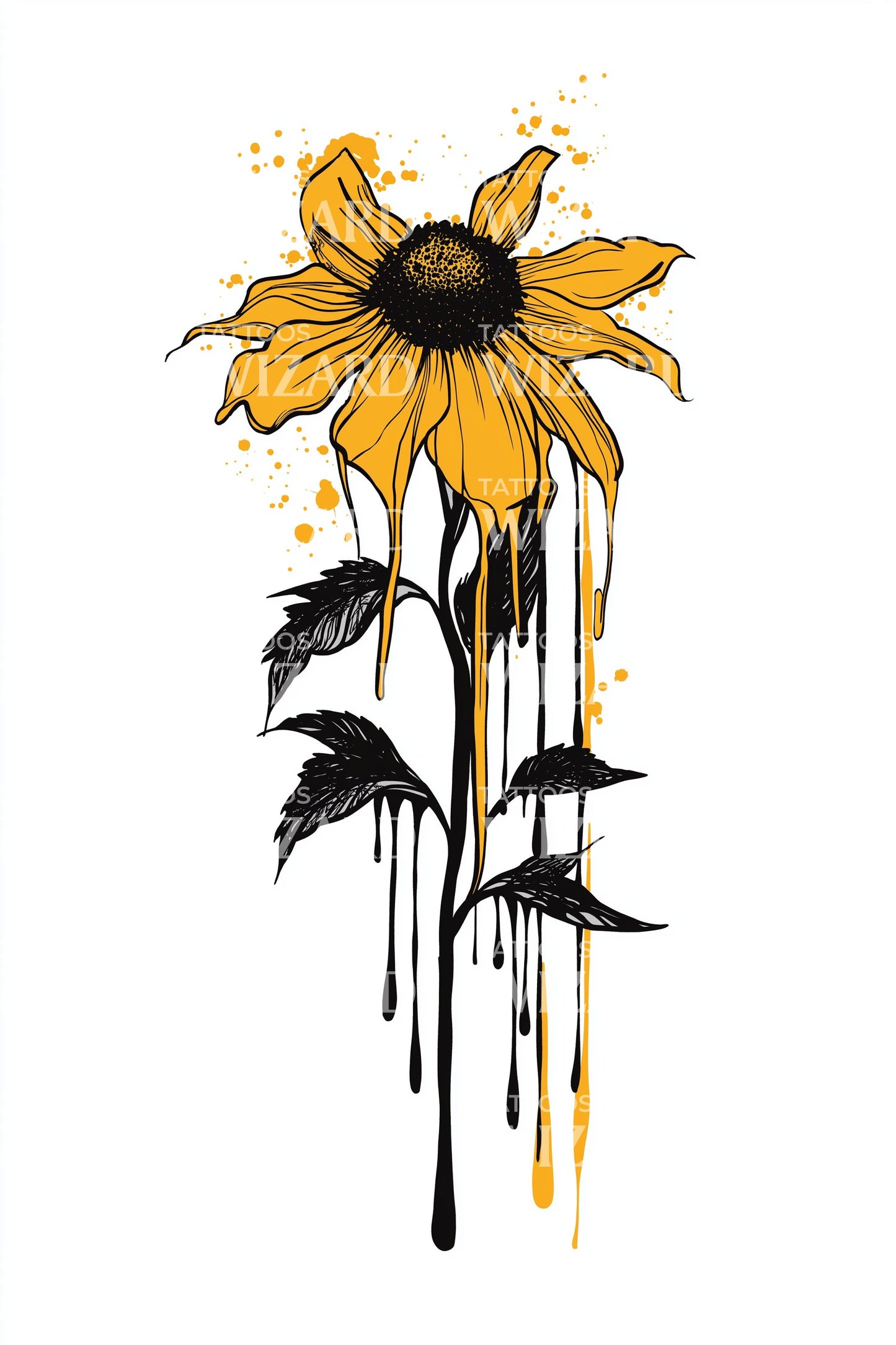 Sonnenbeschienener Gänseblümchenstiel Tattoo-Entwurf
