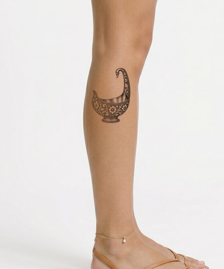 Illustrazione per tatuaggio di kovsh russo con cigno