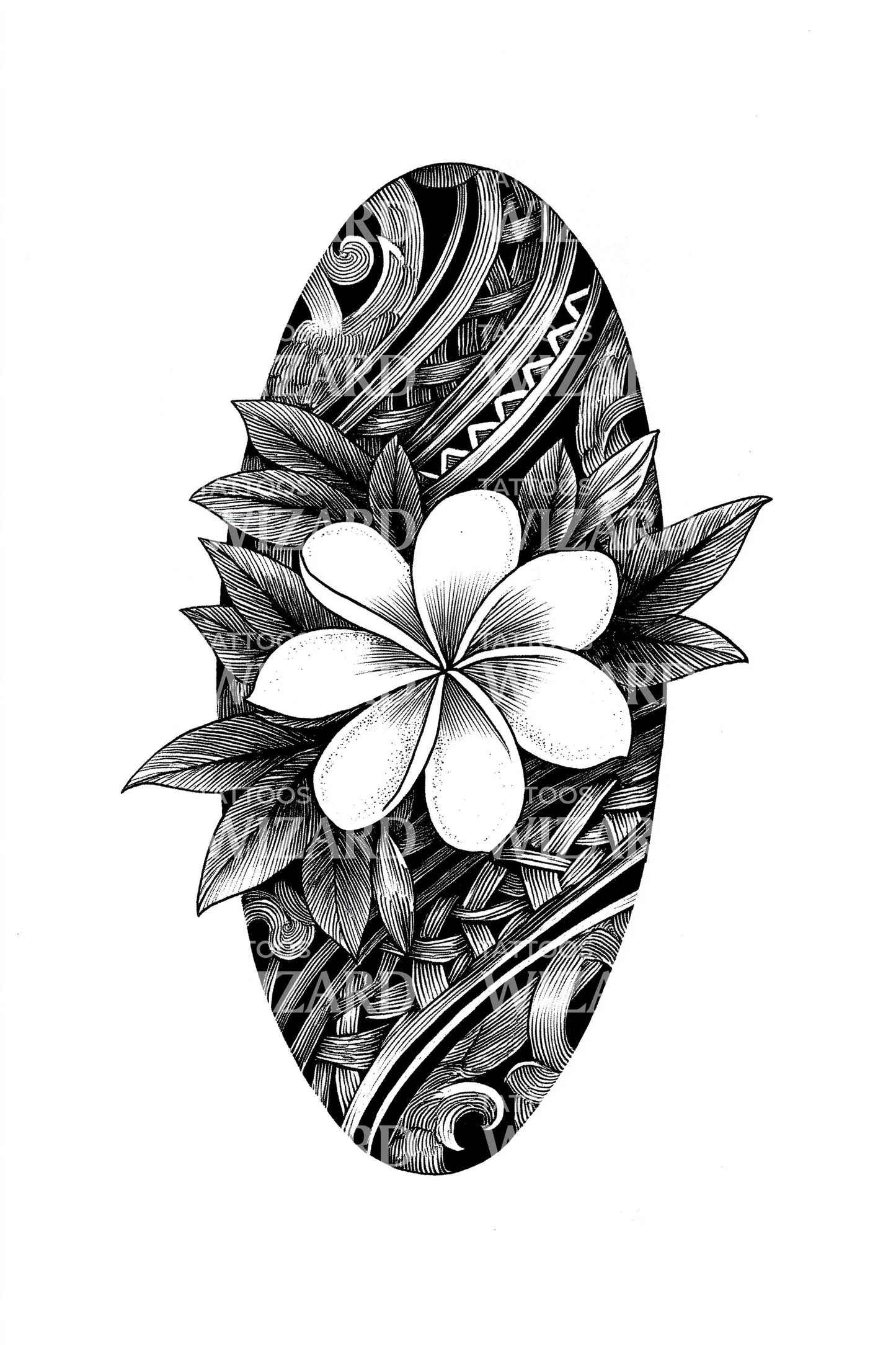 Svajende Plumeria Blad Tatoveringsdesign