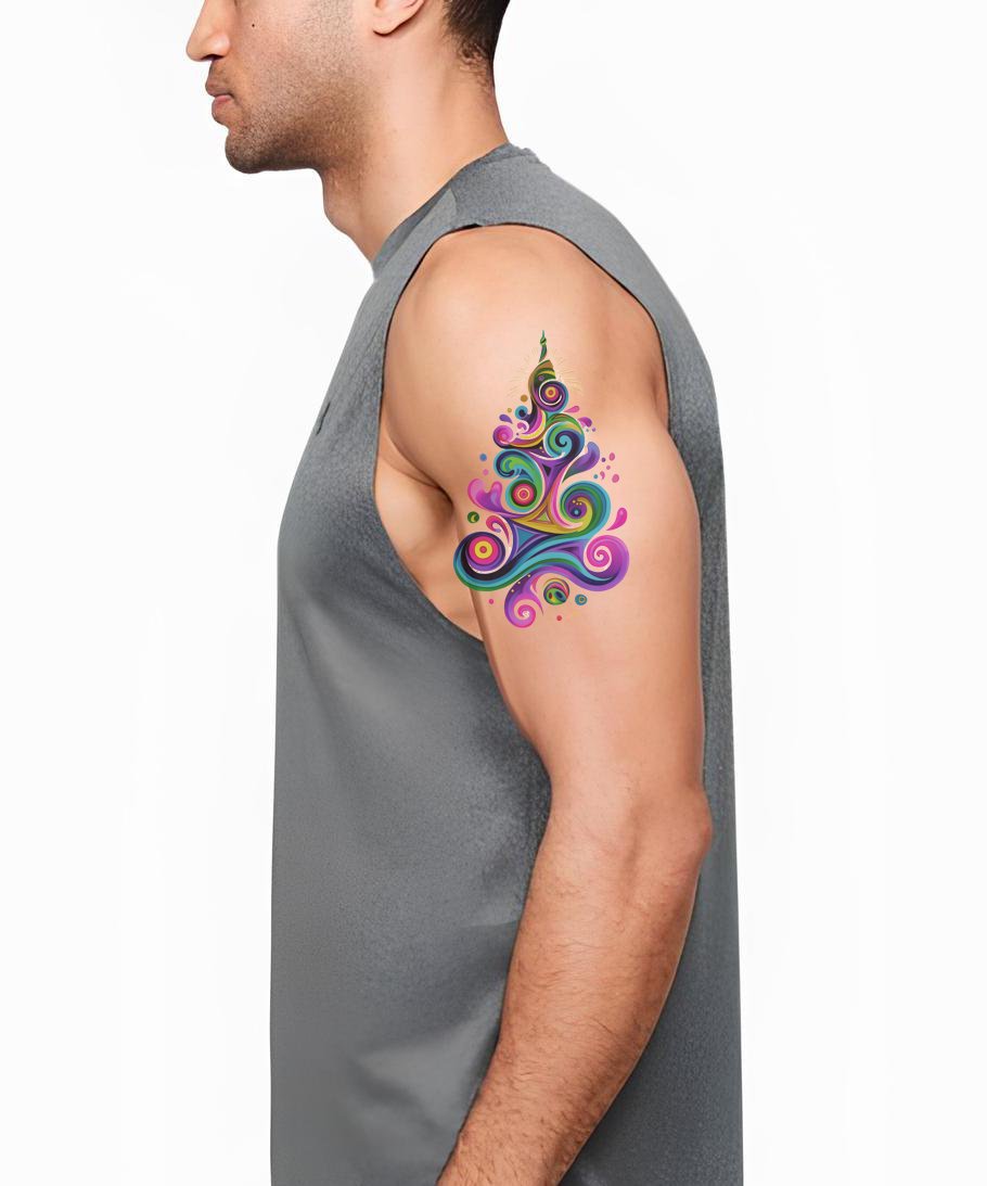 Colorful Swirl Tree Tattoo Design