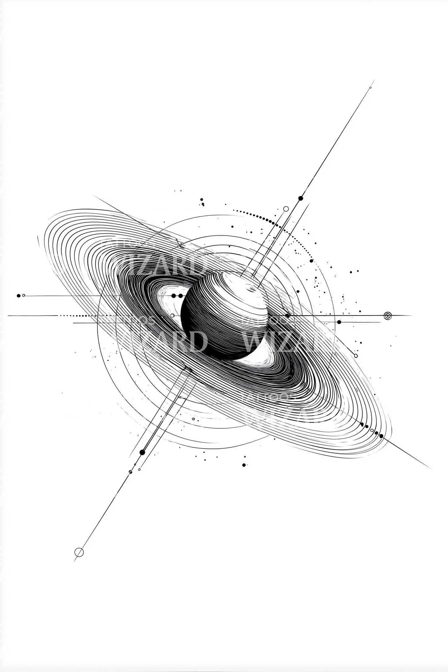 Swirling Saturn Rings Tattoo Design
