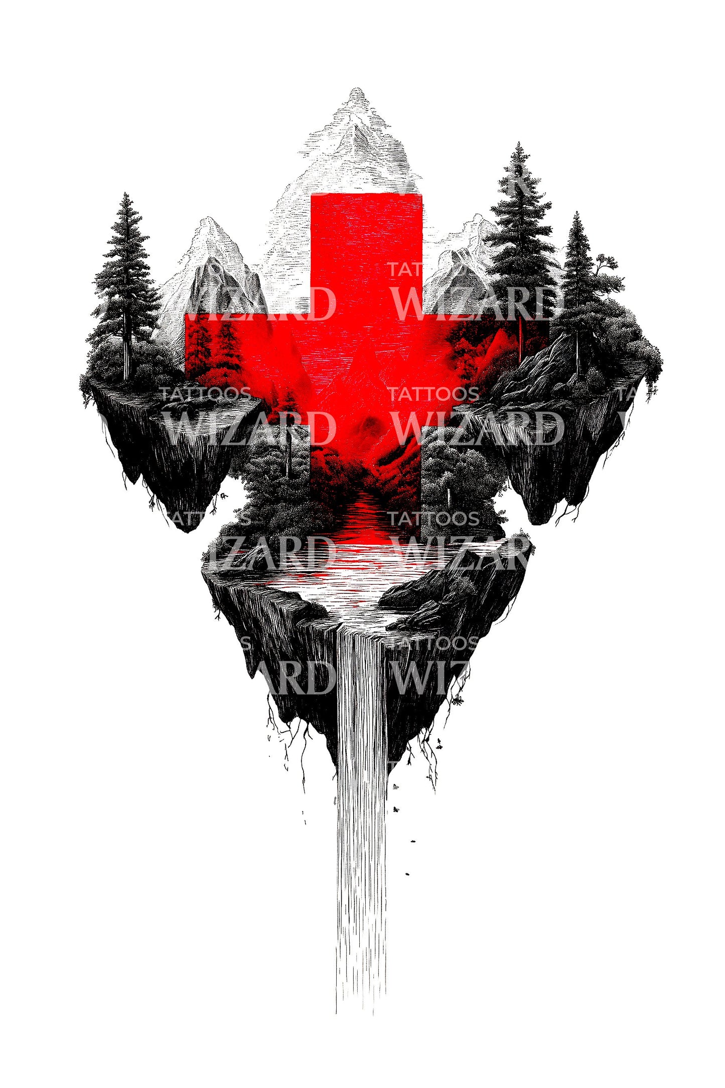 Desenho de Tatuagem Emblema da Floresta Suíça