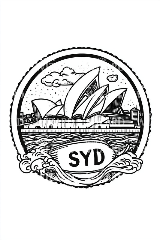 SYD Harbor Badge Tattoo Illustration