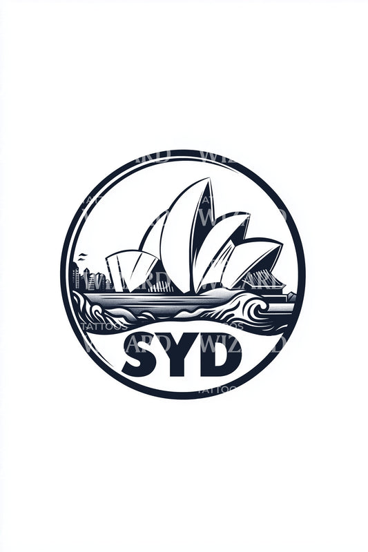 SYD Sydney Opera Tattoo Design