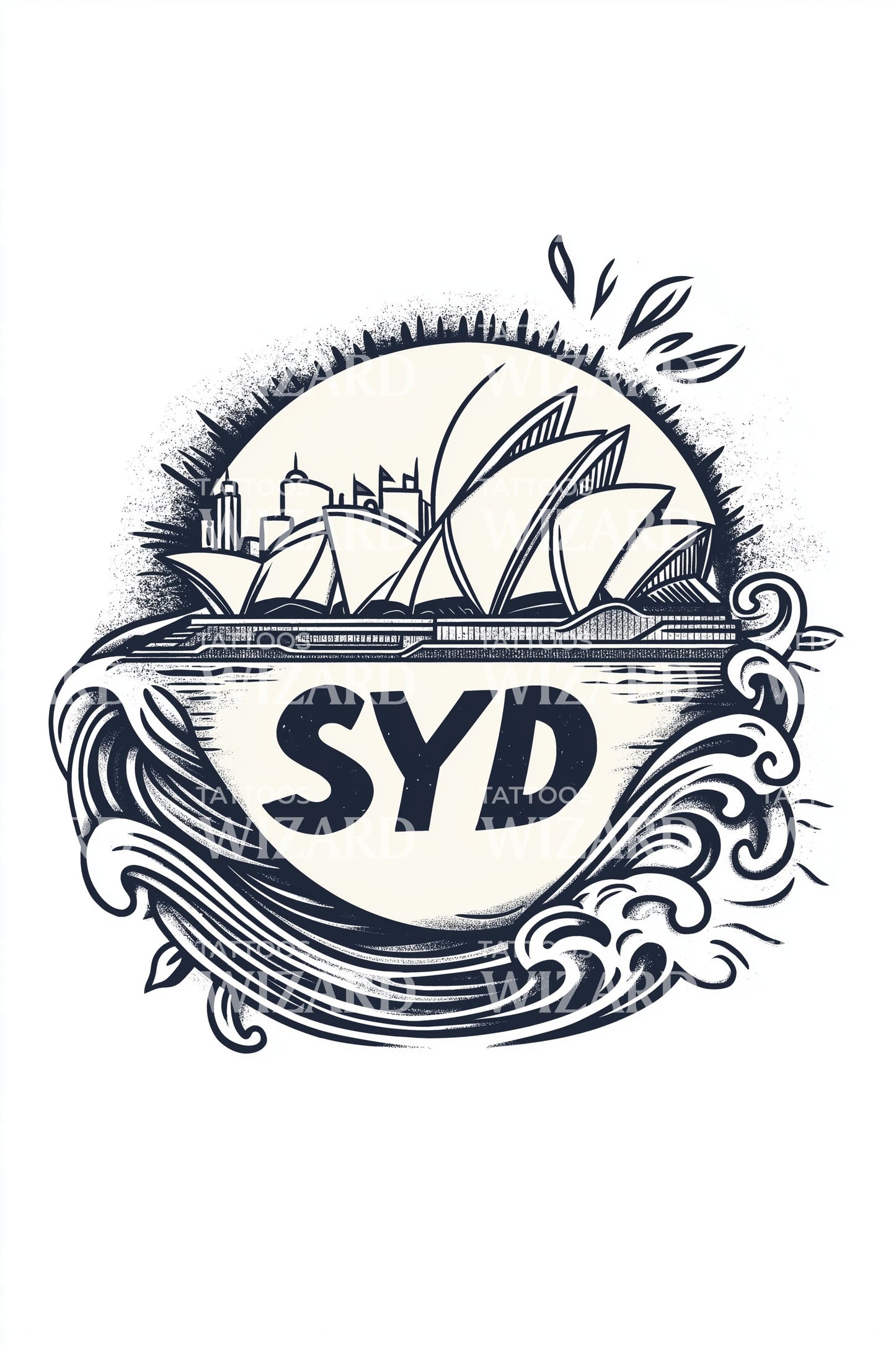 Sydney SYD Ocean Crest Tattoo Idea