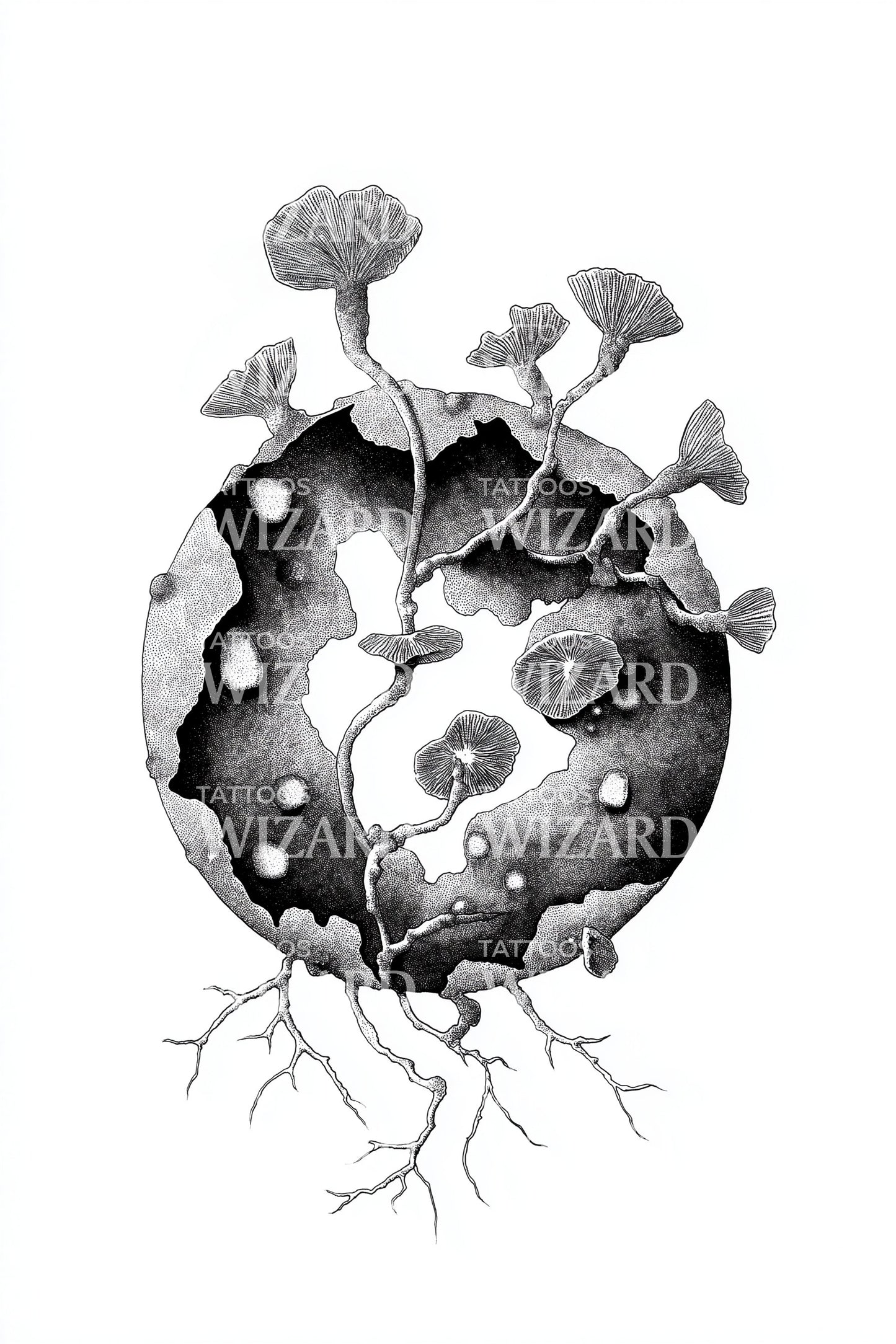 Symbiotic Spore World Tattoo Design