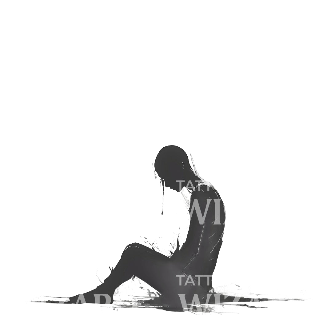 Symbolic Silhouette of Depression Tattoo Design