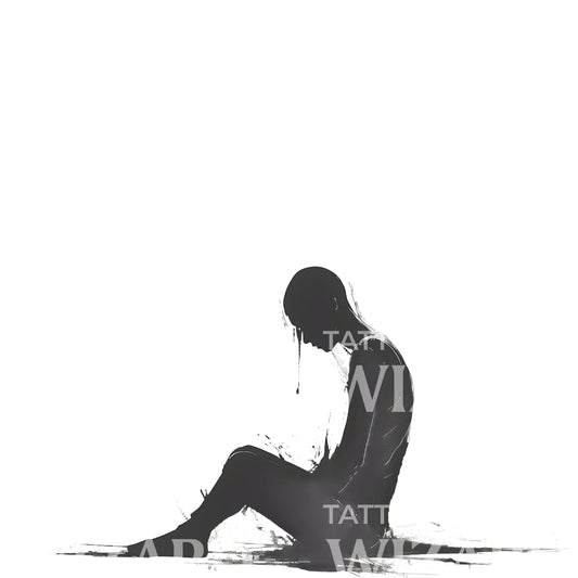 Symbolic Silhouette of Depression Tattoo Design