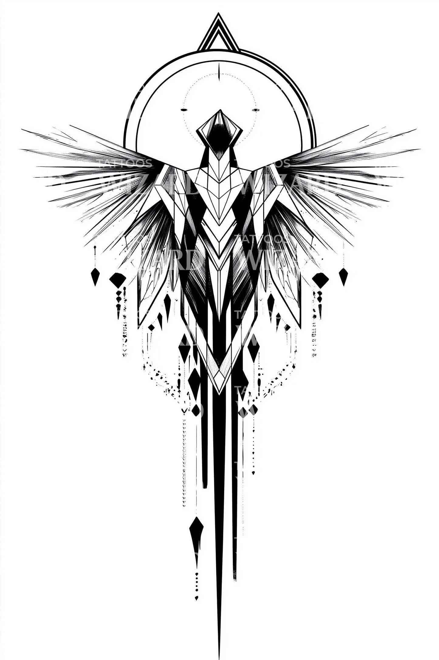 Symmetric Angel Totem Tattoo Design