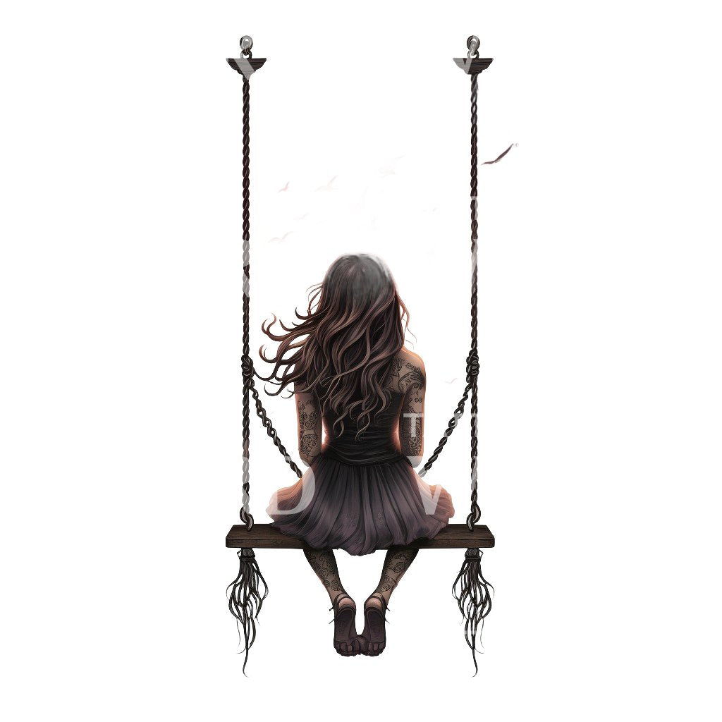 Girl Silhouette at Sunset Tattoo Design