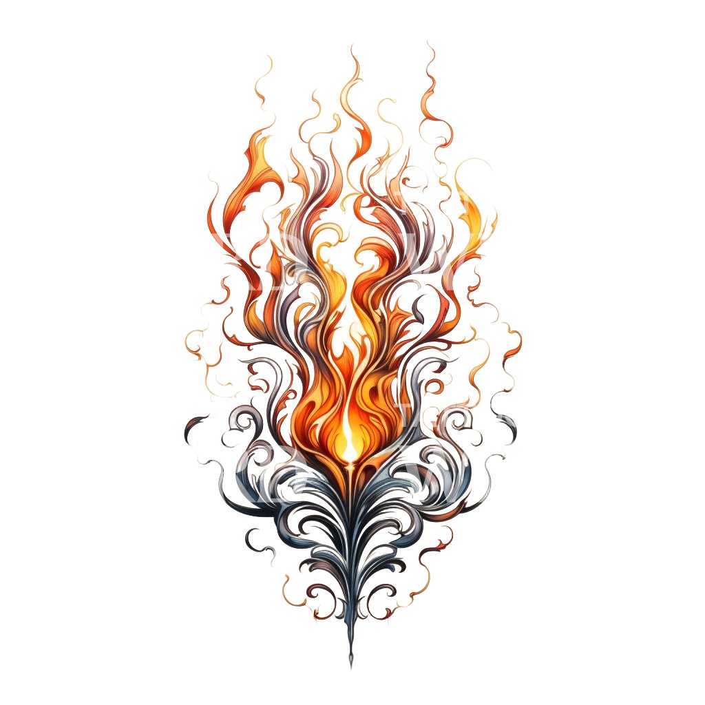 Neo Traditional Flames Abstract Tattoo Design