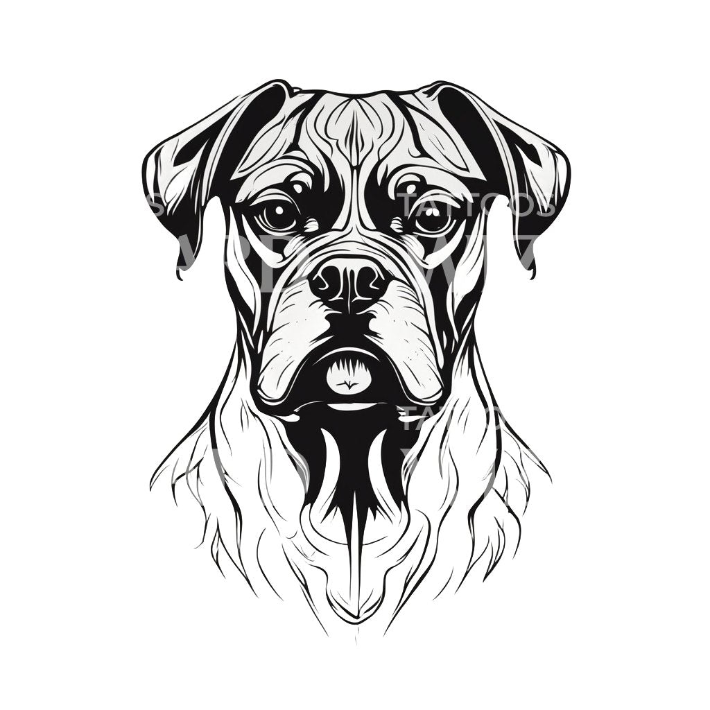 Boxer Dog Head Tattoo Design