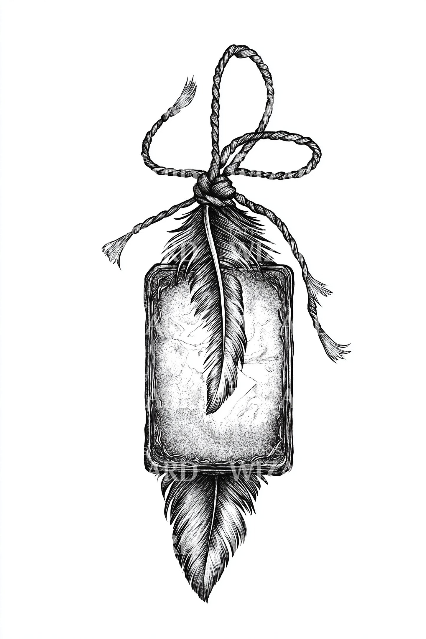 Talisman Tag and Feather Tattoo Design