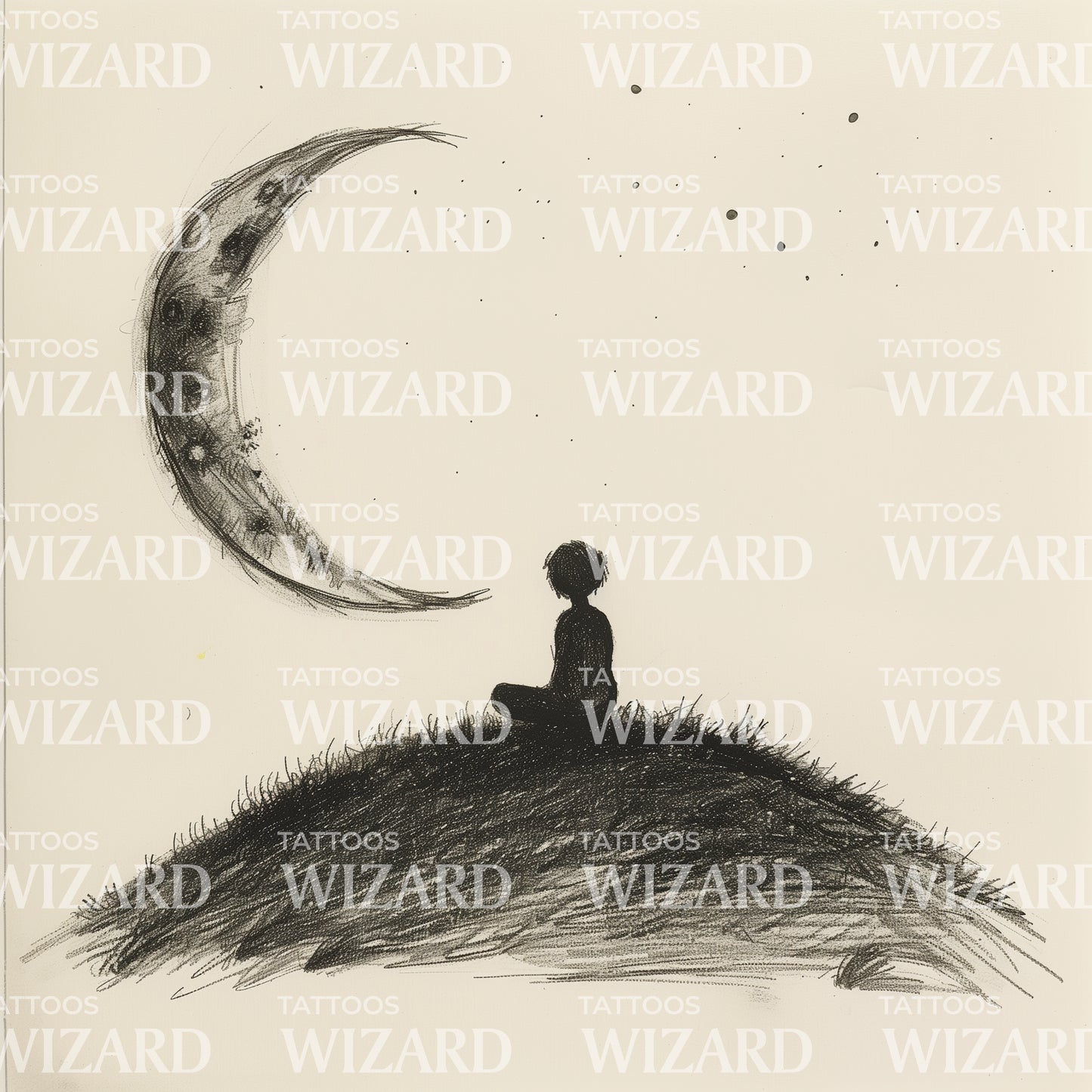Talking to the Moon Sketch Tattoo Idea