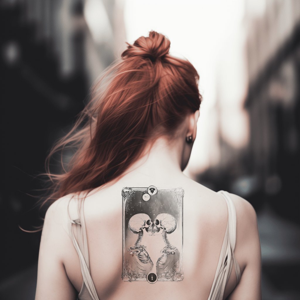 Тату-дизайн карты Таро с зеркальными черепами