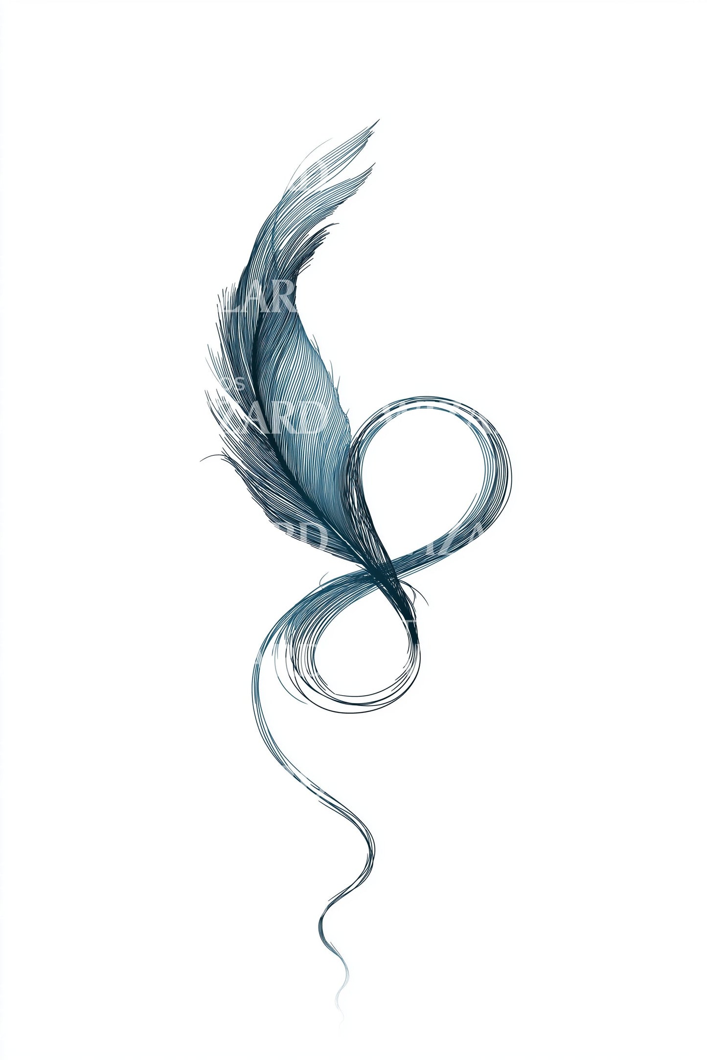 Teal Feather Ribbon Tattoo Illustration
