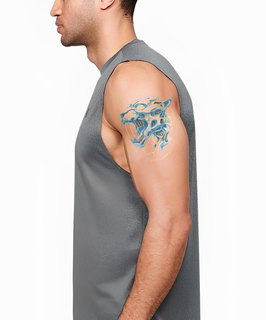 Design de tatouage crâne de panthère techno