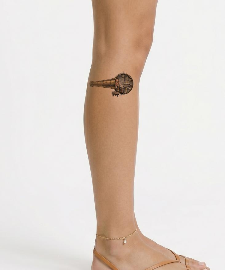 Diseño de Tatuaje Portal y Telescopio Steampunk
