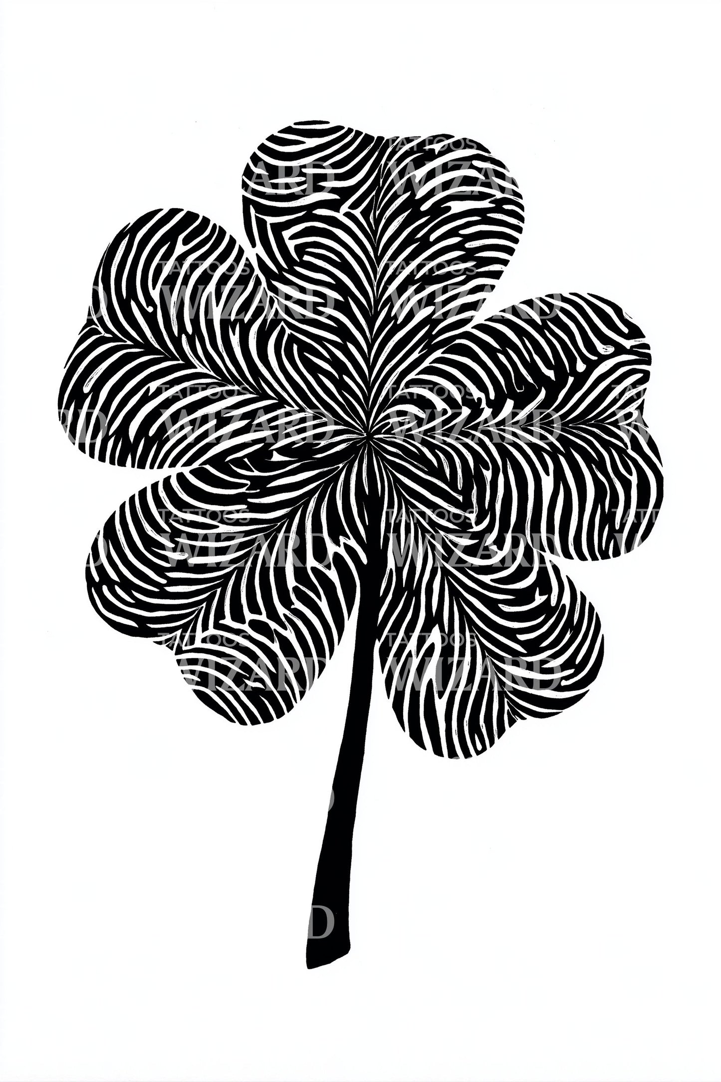 Textured Clover Leaf Tattoo Design