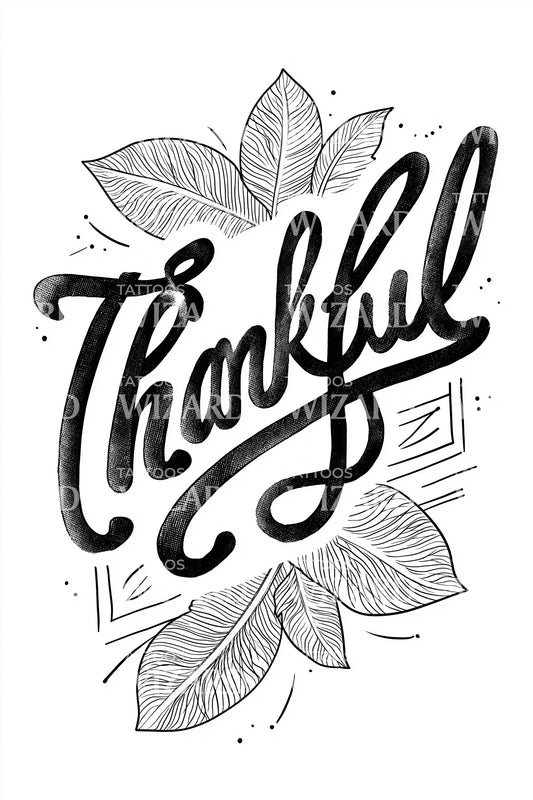 Thankful Leaf Shadows Tattoo Design