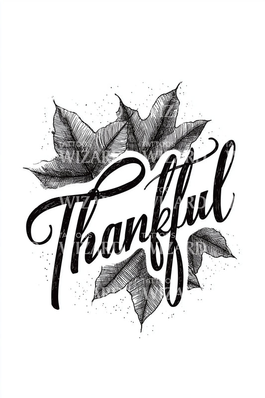 Thankful Script Brush Tattoo Design