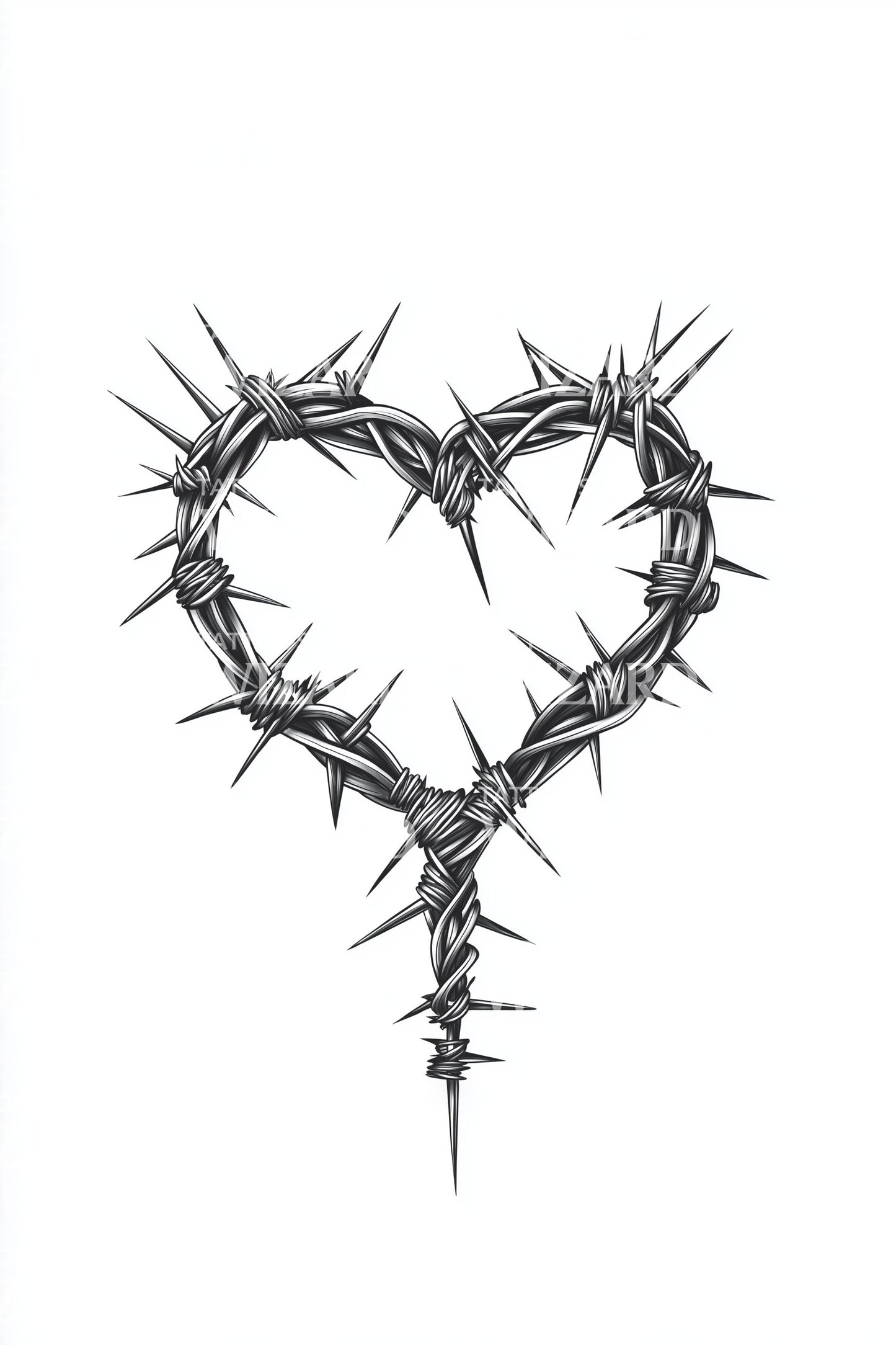Thorned Heart Crown Tattoo Design