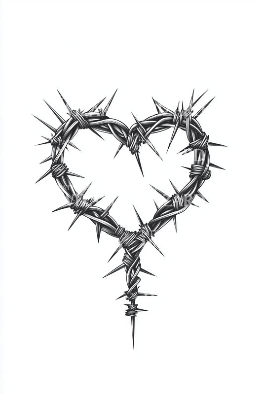 Thorned Heart Crown Tattoo Design