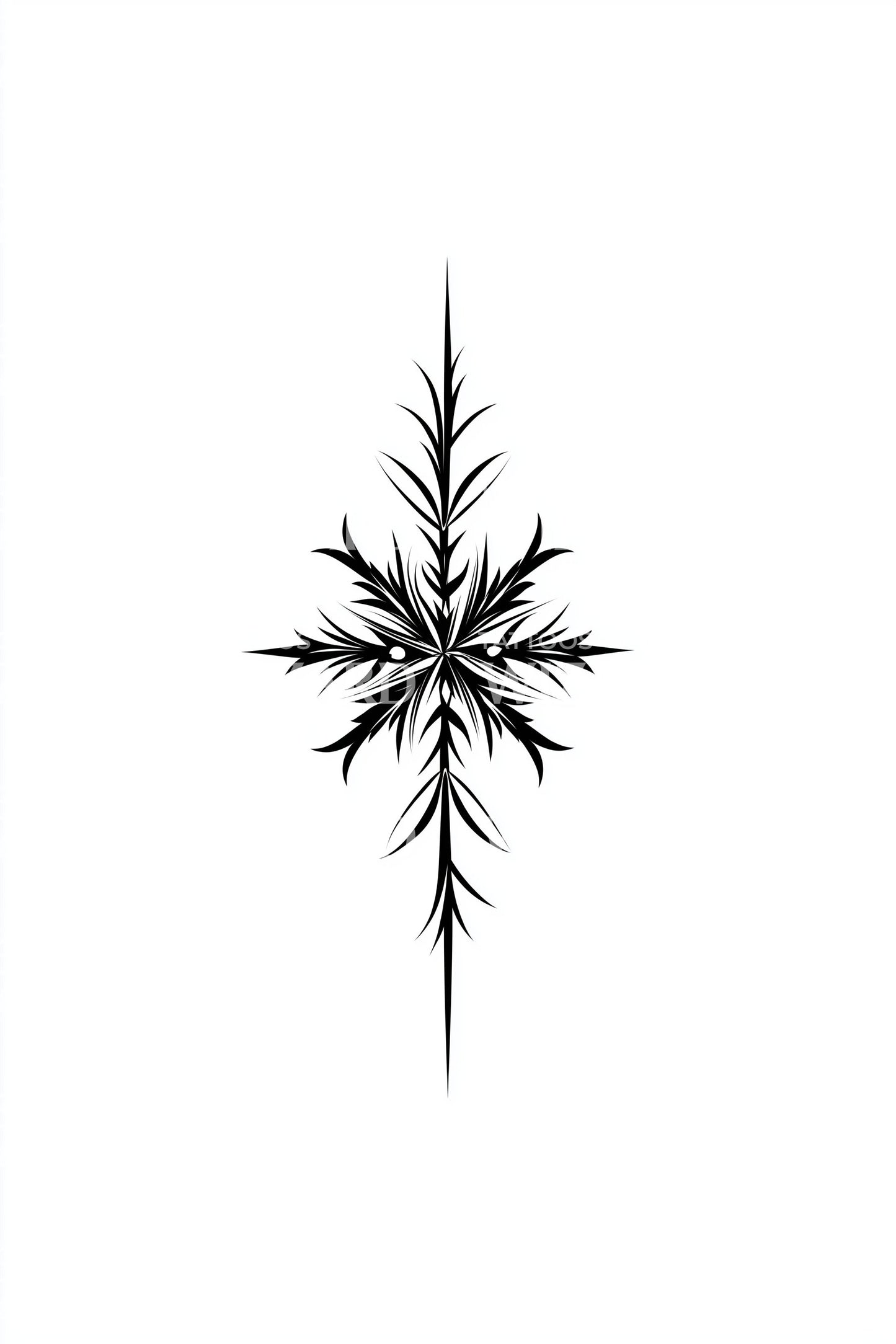 Thorned Vertical Star Tattoo Design