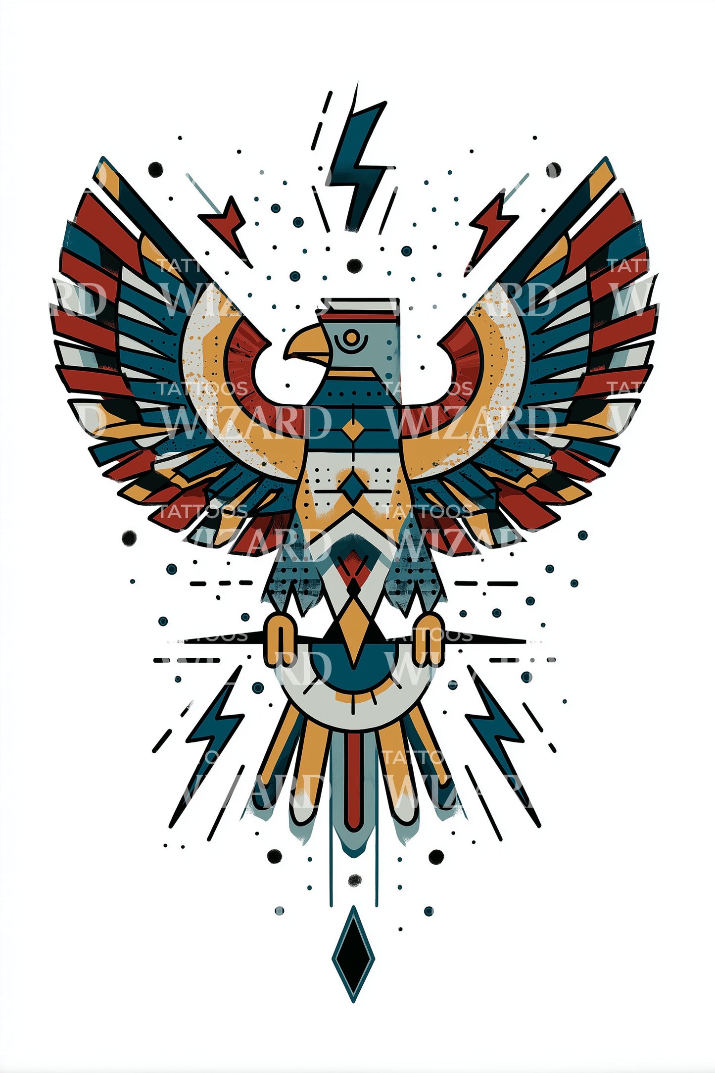 Diseño de tatuaje de poder tótem del Thunderbird