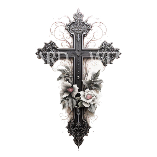 Gothic Cross Blackwork Tattoo Design