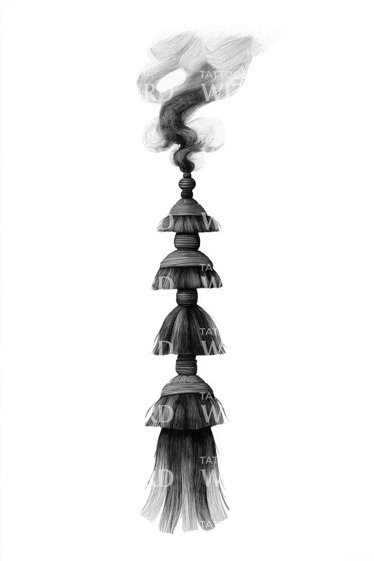 Tiered Smoke Stack Totem Tattoo Illustration