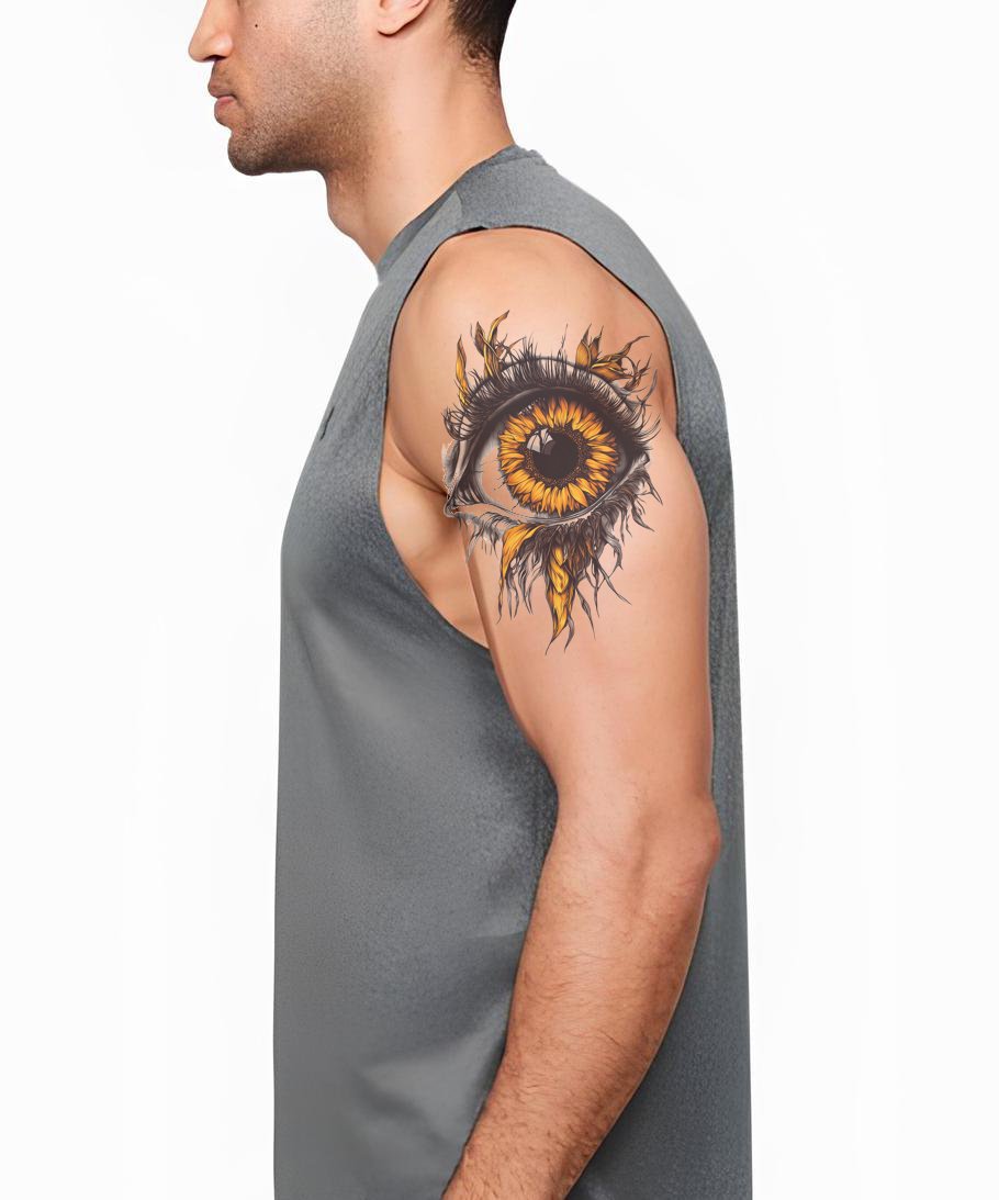 Burning Tiger Eye Tattoo Design