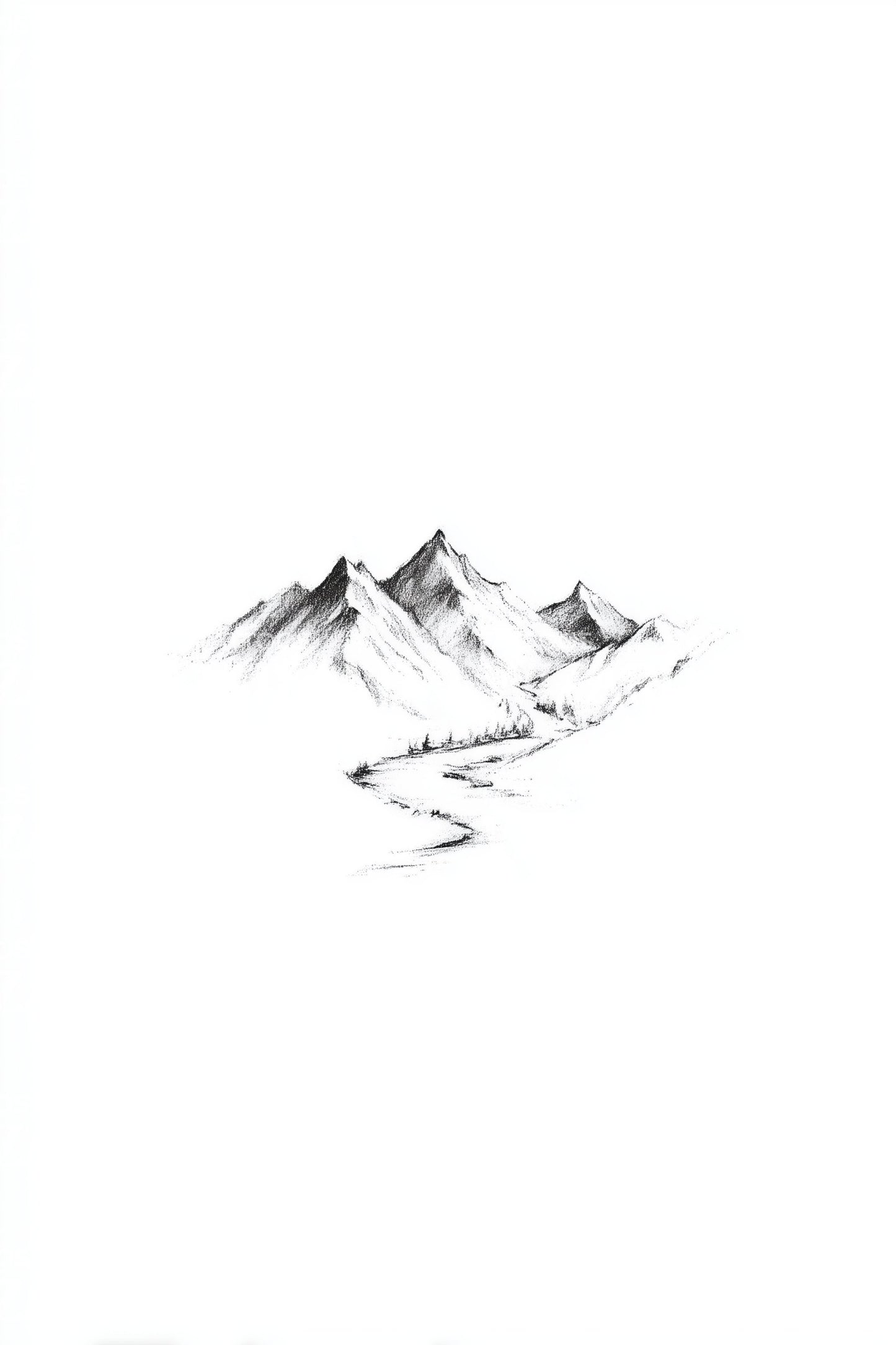 Design de Tatuagem de Reflexo de Montanha Pequena