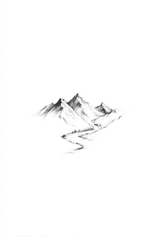 Winziges Bergspiegel-Tattoo-Design