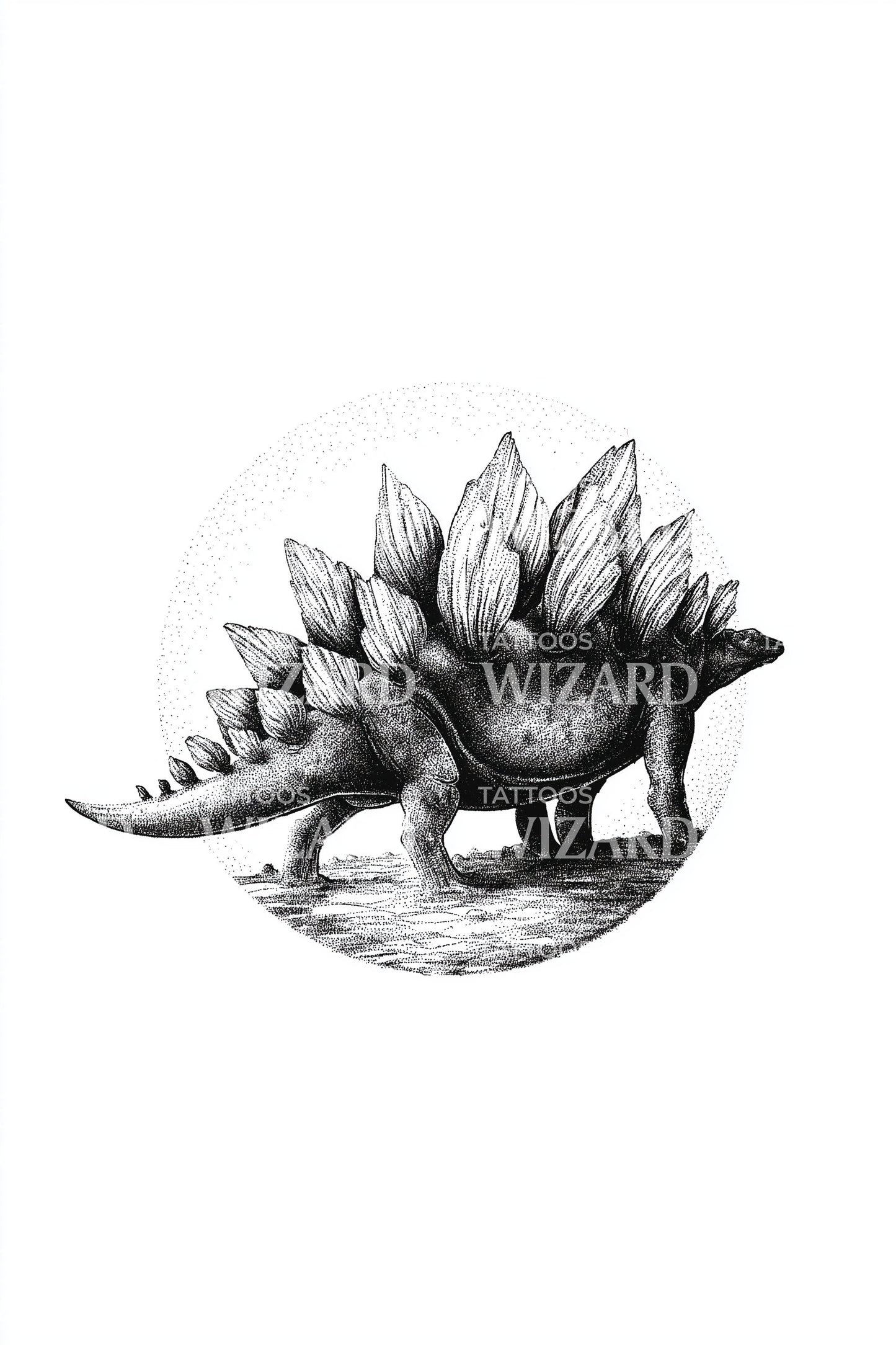 Tiny Stegosaurus Sketch Tattoo Design