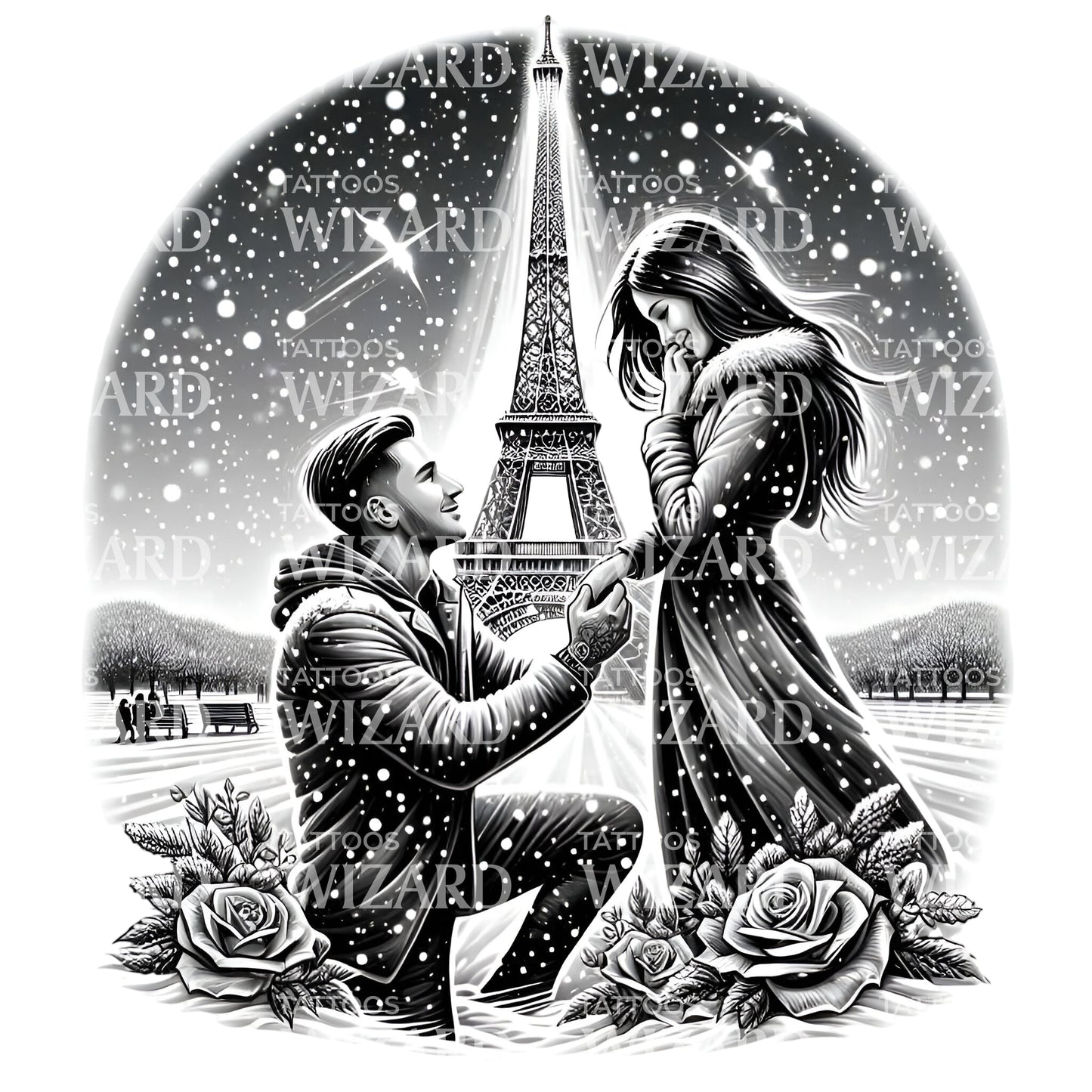 Snowy Night Of Love Tattoo Design