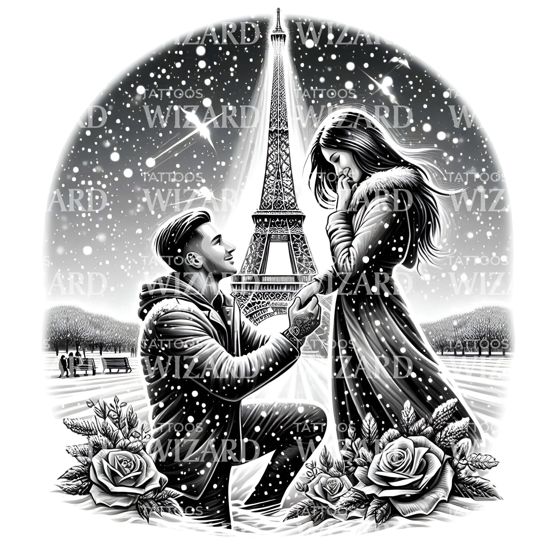 Snowy Night Of Love Tattoo Design