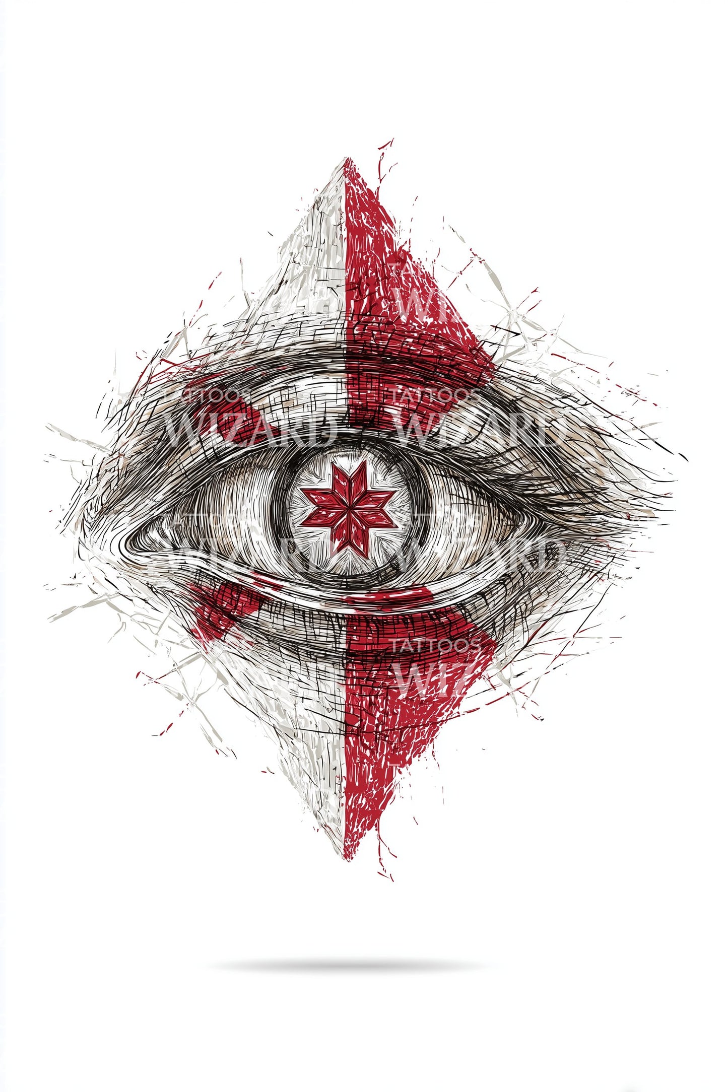 Ilustração de Tatuagem de Olho com Bandeira de Tonga